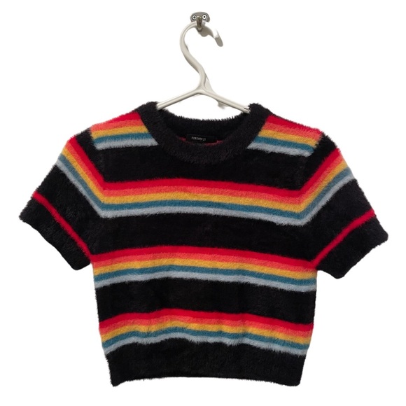 Short sleeve fuzzy tight crop top - Picture 1 of 4